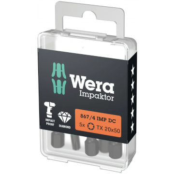 Wera bit impact torx TX20 50mm 1/4" - set van 5 stuks (05057621001)