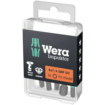 Wera bit impact torx TX25 50mm 1/4" - set van 5 stuks (05057665001)