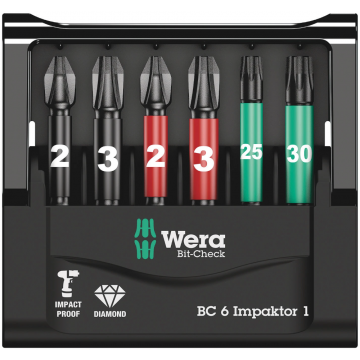 Wera bitset bit-check 6 impaktor 1 - 6‑delig (05057695001)