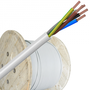 Helukabel VTMB (H05VV-F) kabel 5x0.75mm2 wit per haspel 500 meter