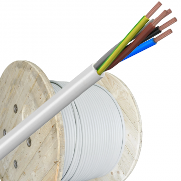 Helukabel VMVL (H05VV-F) kabel 5x2.5mm2 wit per haspel 500 meter