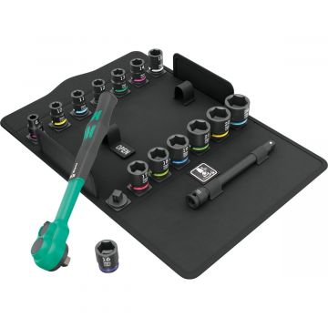 Wera bitset dopsleutelset in etui Zyklop Comfort-ratelset 3/8" metrisch - 16-delig (05005530001)