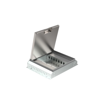 HPL vloerstopcontact instort 50mm incl 4x WCD met penaarde, 8x data uitsparing en RVS T15ZR deksel (716.0311B)