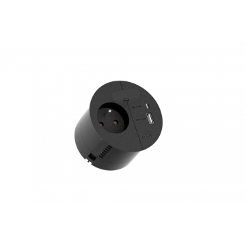 Bachmann loop in charge - 1x stopcontact met penaarde + 1x USB A/C 22w charger - 2 meter snoer met randaarde - zwart (938.202)