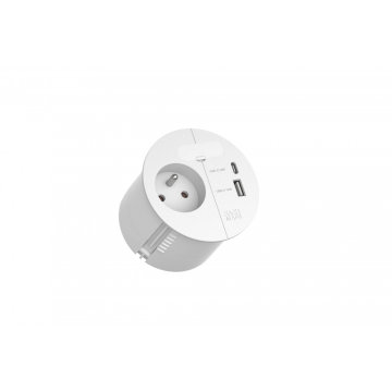 Bachmann loop in charge - 1x stopcontact met penaarde + 1x USB A/C 22w charger - 2 meter snoer met randaarde - wit (938.302)