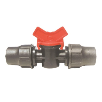 NKI Neede Klemkoppeling mini afsluiter recht t.b.v. druppelslang 16 mm PP - zwart (1106L)