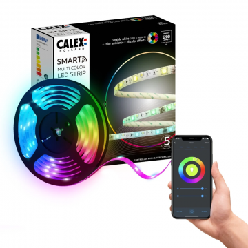 Calex Smart LED strip RGB en CCT 24W 1200lm inclusief driver IP20 dimbaar - 5 meter (429242.1)