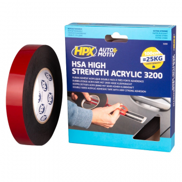 HPX dubbelzijdige acryltape 25mm x 10 meter zwart (HSA006)