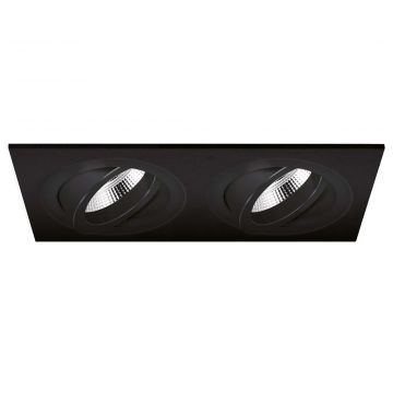 Yphix inbouwspot vierkant kantelbaar zwart GU10 zaagmaat 2xØ80mm - afmeting 175mm x 93mm 2-voudig (50117223)