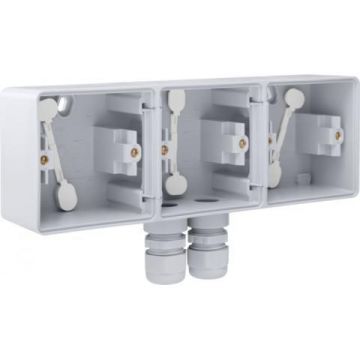 Niko Hydro 3-voudig horizontale opbouwdoos - leeg met 2x M20 ingang IP55 - grijs (700-84952)