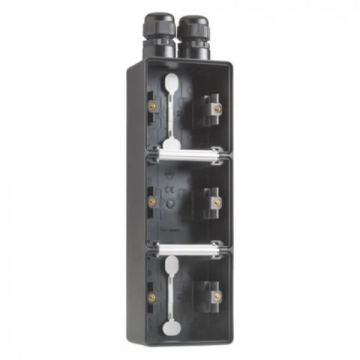 Niko Hydro 3-voudig verticale opbouwdoos - leeg met 2x M20 ingang IP55 - zwart (761-84352)