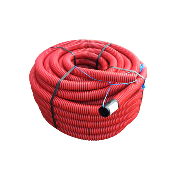 Wachtbuis met trekdraad en koppelstuk 63mm - rood rol 50 meter