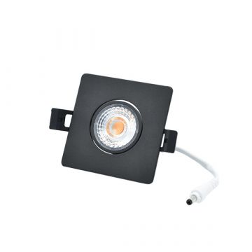 INTERLight inbouwspot kantelbaar dimbaar vierkant zwart 8W 640lm 2700K incl. driver Ø82mm - zaagmaat Ø63mm IP44 (IL-DCMS8K27B)