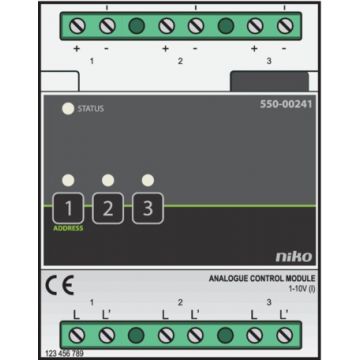 Niko stuurmodule 3-voudig opbouw 1-11V  - Home Control (550-00241)