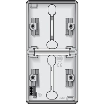 Niko tweevoudige verticale opbouwdoos leeg met 2x membraam ingang - Hydro wit (701-83201)