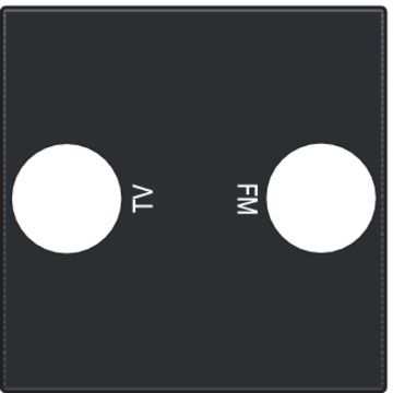 Niko centraalplaat voor 2 enkelvoudige coaxaansluitingen voor TV/FM en Telenet Interkabel - Pure Bakelite Piano Black (200-69702)