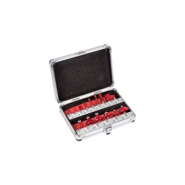 Kreator frezenset freesbits Premium 8mm schacht - set van 15 frezen in koffer (KRT060185)