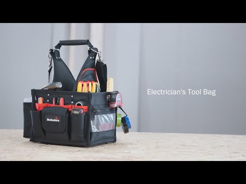 Miniatuur van Hultafors gereedschapstas Elektricien open met handvat en riem 34-vaks 47x50x35mm - zwart (HU590150)