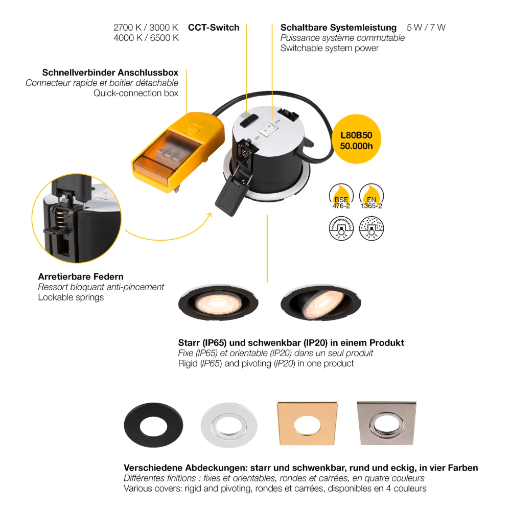 Miniatuur van SLV UNIVERSAL DOWNLIGHT inbouwspot 7W 670lm CCT zaagmaat Ø68 85x85mm dimbaar - wit (1008065)