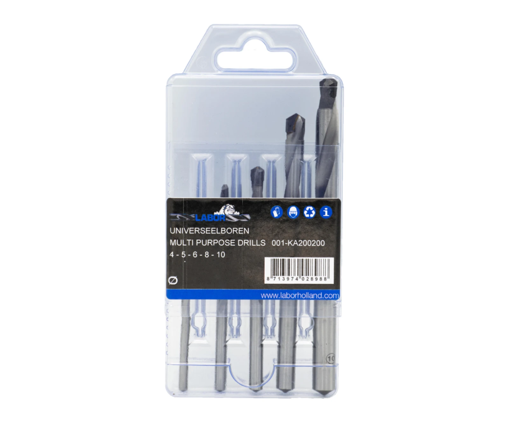 Miniatuur van Labor universeelboor ø3-10mm HM kop A-symmetrische spiraal. DIN 338 - set 5 delig (AU910005)
