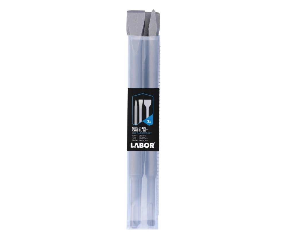 Miniatuur van Labor beitelset punt, vlak en spade gehard staal SDS-plus - set 3 delig (GL910003)