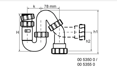 Miniatuur van McAlpine universeel sifon PP model S en P 1 1/2"x40mm - wit (0053550)