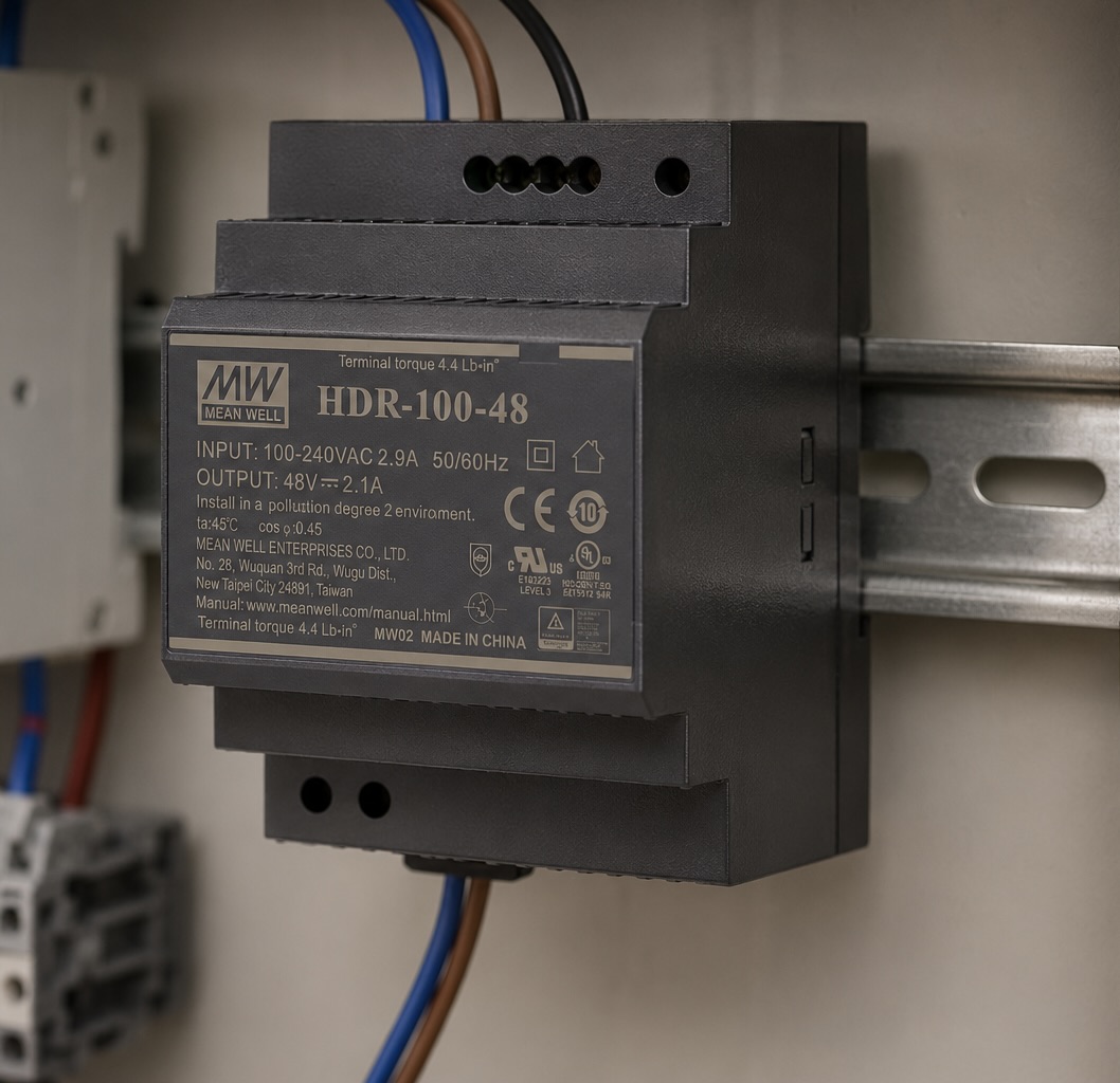 Een DIN-rail voeding gebruiken